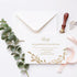 gold framed foliage chic acrylic wedding anniversary invitation CWIA201